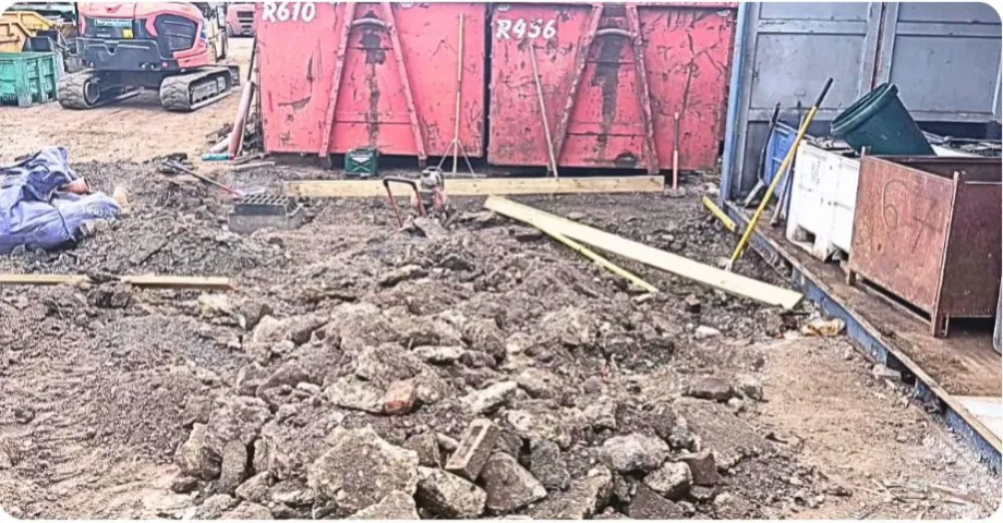 Scrap yard ground before excavation for an oil separator tank